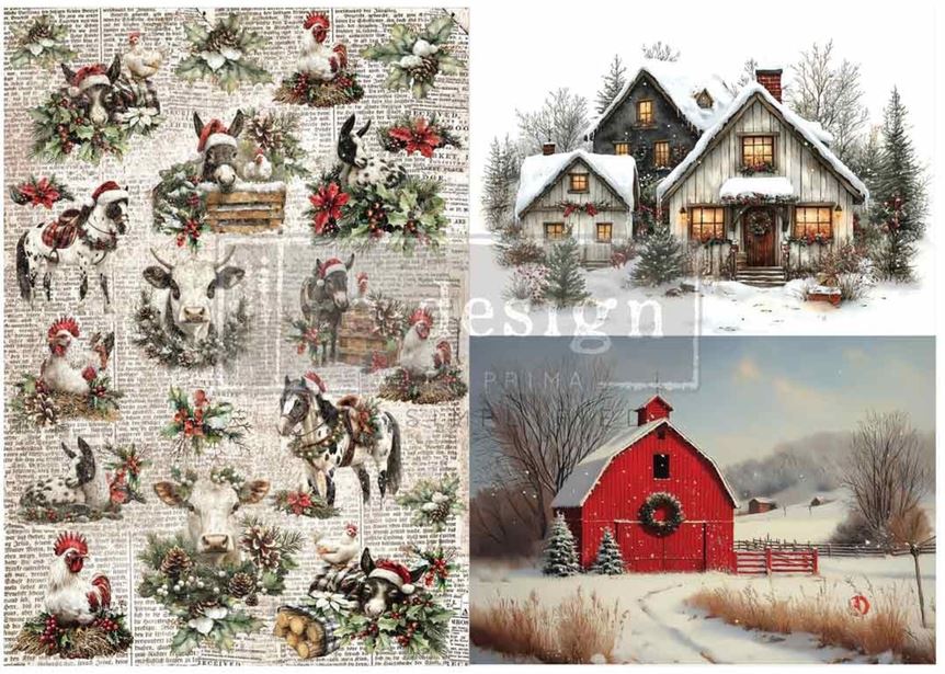 Re-Design with Prima - Cozy Country Christmas A3 Decoupage Fiber Pack (2pcs) (679293)
