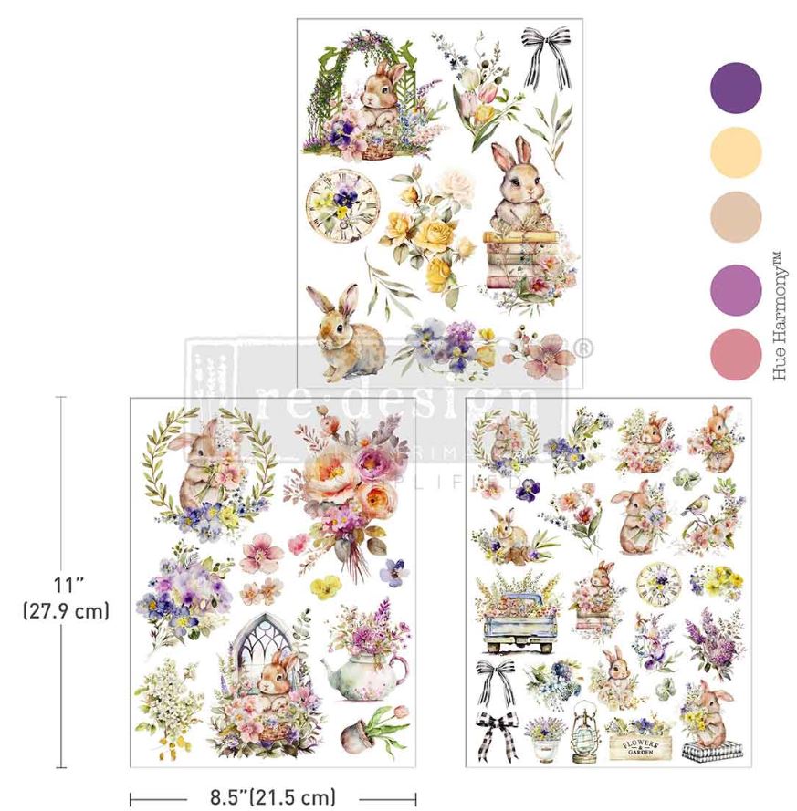 Re-Design with Prima - Hop Into Spring 8,5x11 Middy Transfers (3pcs) (680947) 