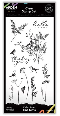 Arden Creative Maker Series 4x8 Inch Clear Stamp Set Fine Ferns (ACSCS0030)