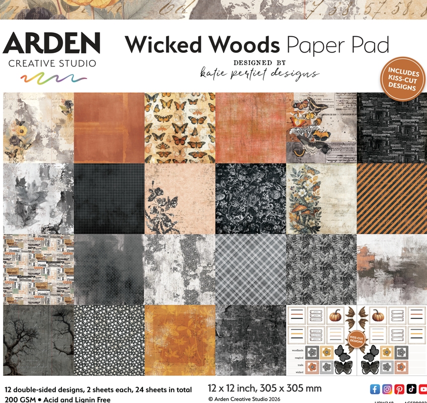 Arden Creative Wicked Woods 12x12 Inch Paper Pad 