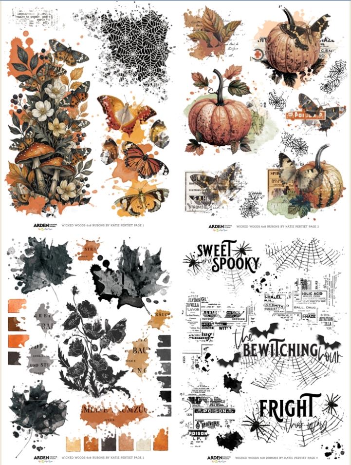 Arden Creative Wicked Woods 6x8 Inch Rub-On Transfer Set