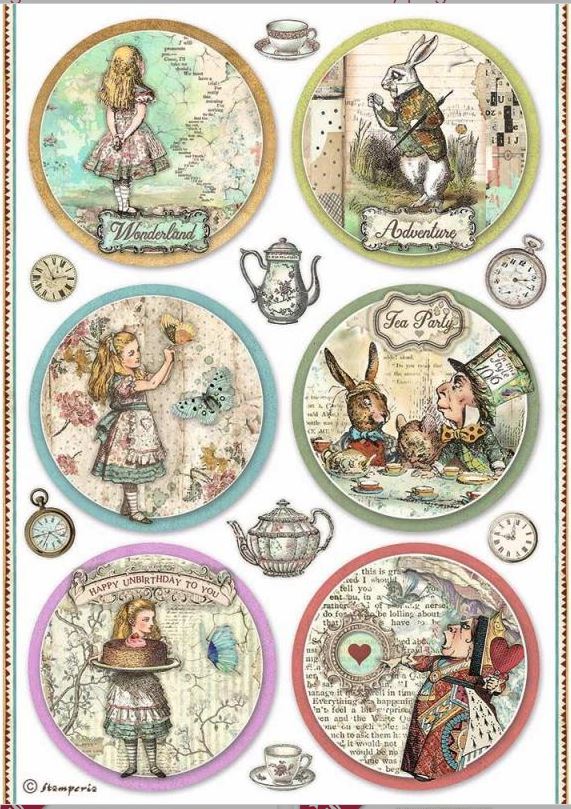 Stamperia Alice Forever A4 Rice Paper - Rounds DFSA766