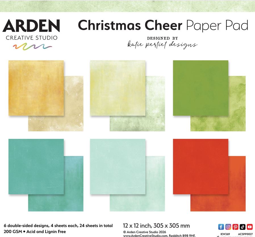 Arden Creative Christmas Cheer 12x12 Inch Paper Pad SOLIDS