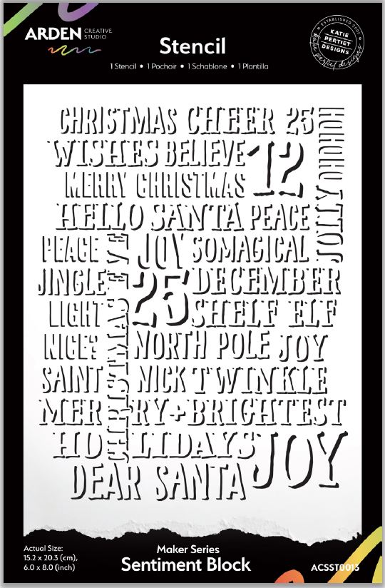 Arden Creative Studio Christmas Cheer Stencil - Sentiment Block