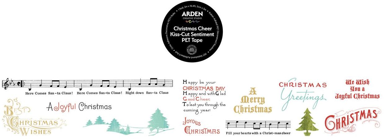 Arden Creative Christmas Cheer Kiss-Cut PET Tape Sentiment (5cmx5m)