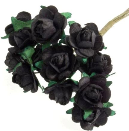 Flowers - Small Open Rose BLACK (BB1495BK)