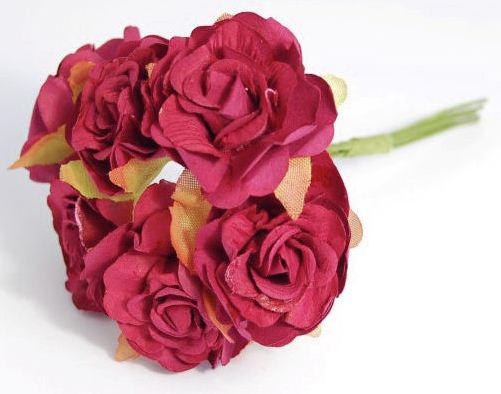Flowers - Ruffle Roses 32mm - BURGUNDY (B1636BG)