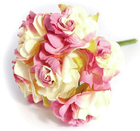 Flowers - Ruffle Roses 32mm - ROSE/CREAM (B1636RS/CM)