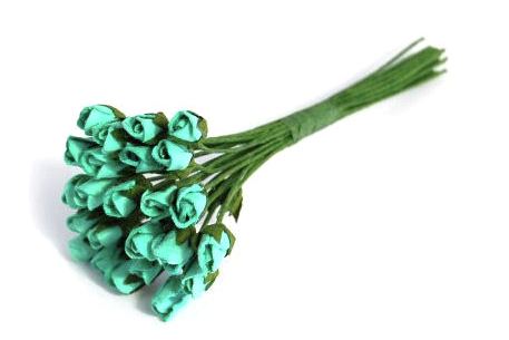 Flowers - Tiny Rose Buds - TURQUOISE (B1699TQ)