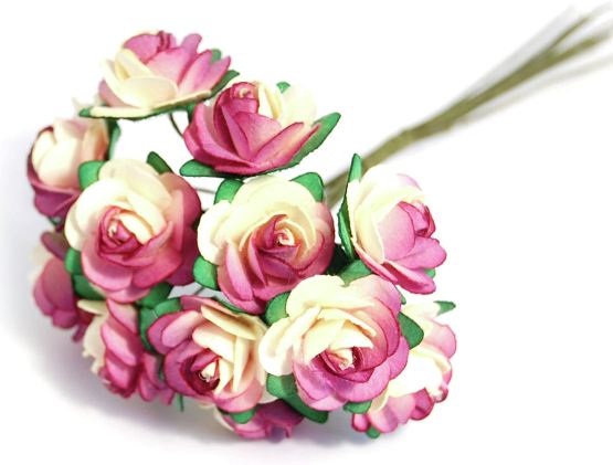 Flowers - Tea Rose 26mm - BURGUNDY/CREAM (B1895BG\CM)