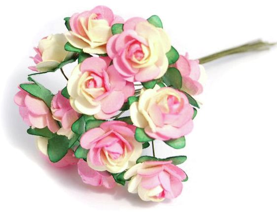 Flowers - Tea Rose 26mm - CREAM/PINK (B1895CM\PK )