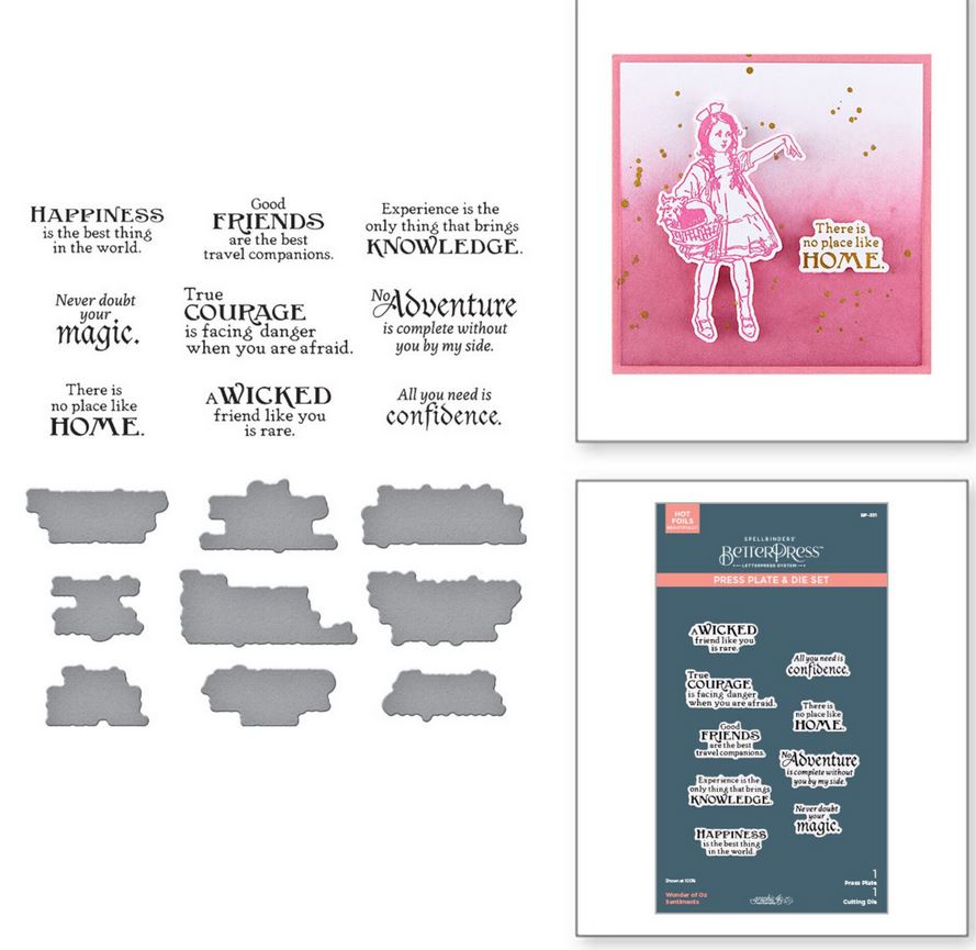 Spellbinder/Graphic 45 Wonder of Oz BetterPress Plate & Die Set Sentiments (BP-331)