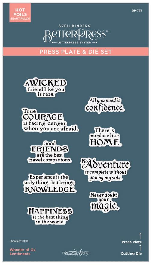 Spellbinder/Graphic 45 Wonder of Oz BetterPress Plate & Die Set Sentiments (BP-331)