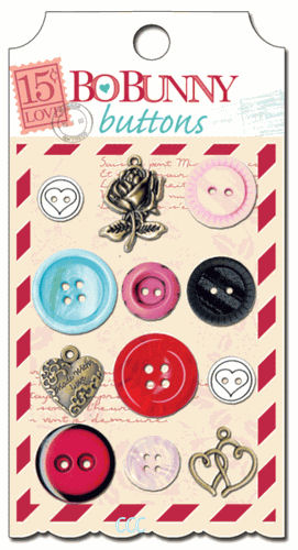 Bo Bunny Love Letters Buttons & Embellishments