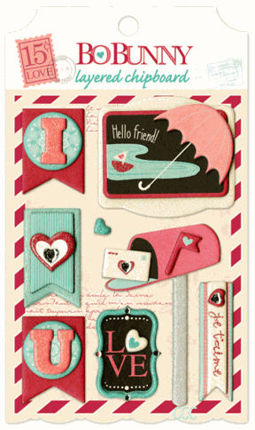 Bo Bunny Love Letters iCandy Layered Chipboard
