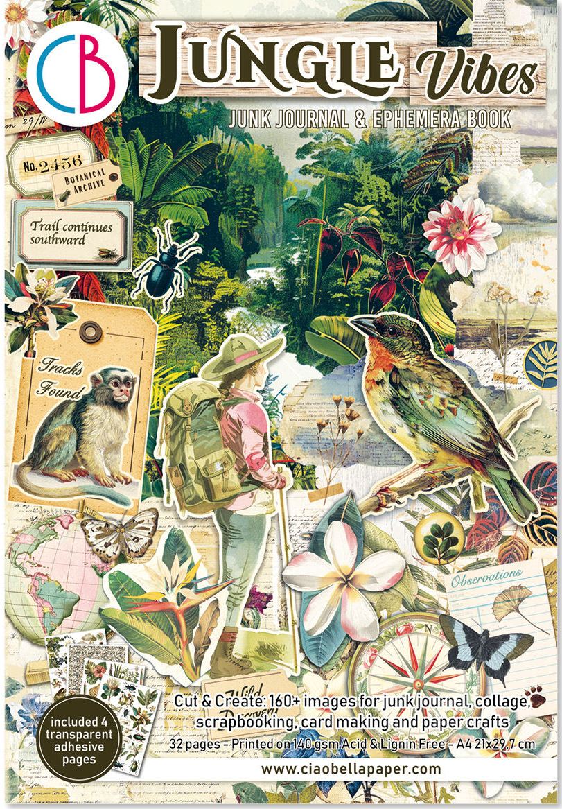 Ciao Bella Jungle Vibes A4 Junk Journal Ephemera Book (32pcs) (CBB026) 