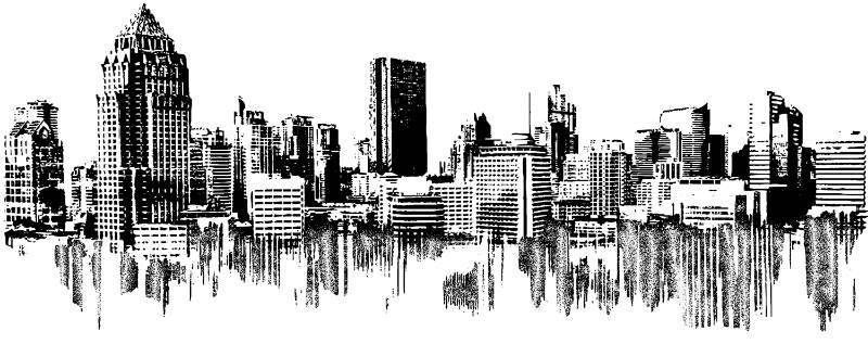 Andy Skinner Cityscape Reflections Rubber Stamp