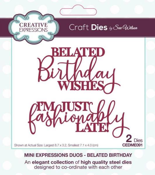 Creative Expressions Sue Wilson - Mini Expressions Duos Belated Birthday Craft Dies