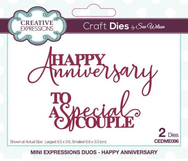 Creative Expressions Sue Wilson - Mini Expressions Duos Happy Anniversary Craft Dies