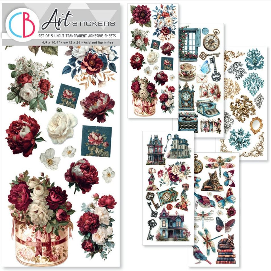 Ciao Bella Bohemian Burgundy Transparent Adhesive Sheets (5pcs) 