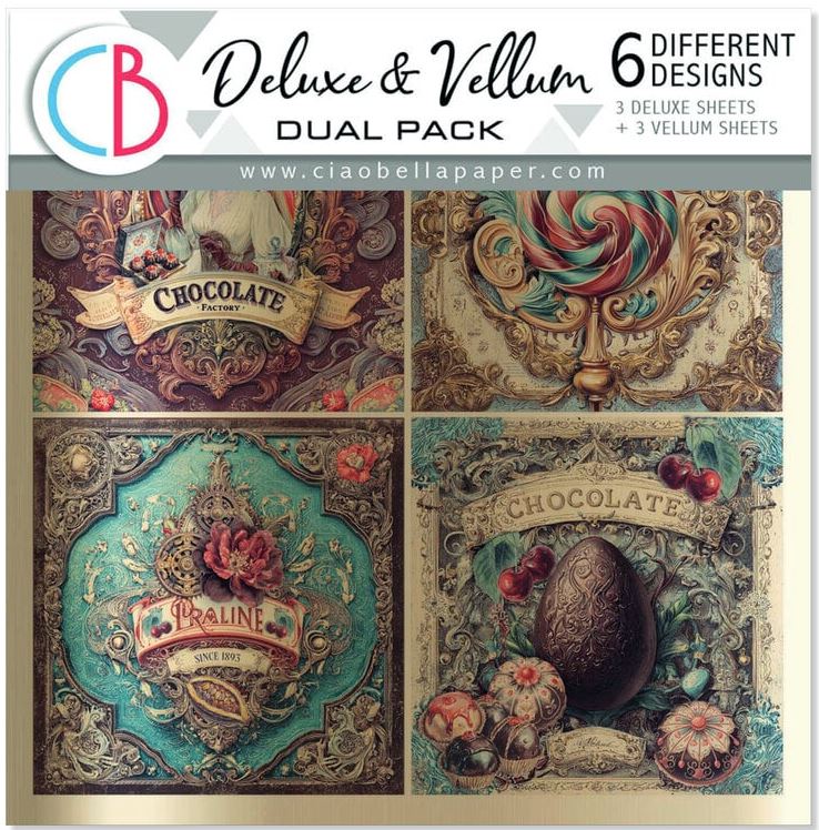 Ciao Bella Chocolate Wanderlust 6x6 Inch Deluxe Paper Silver & Vellum Dual Pack Mixed (6pcs) (CBXQ013)