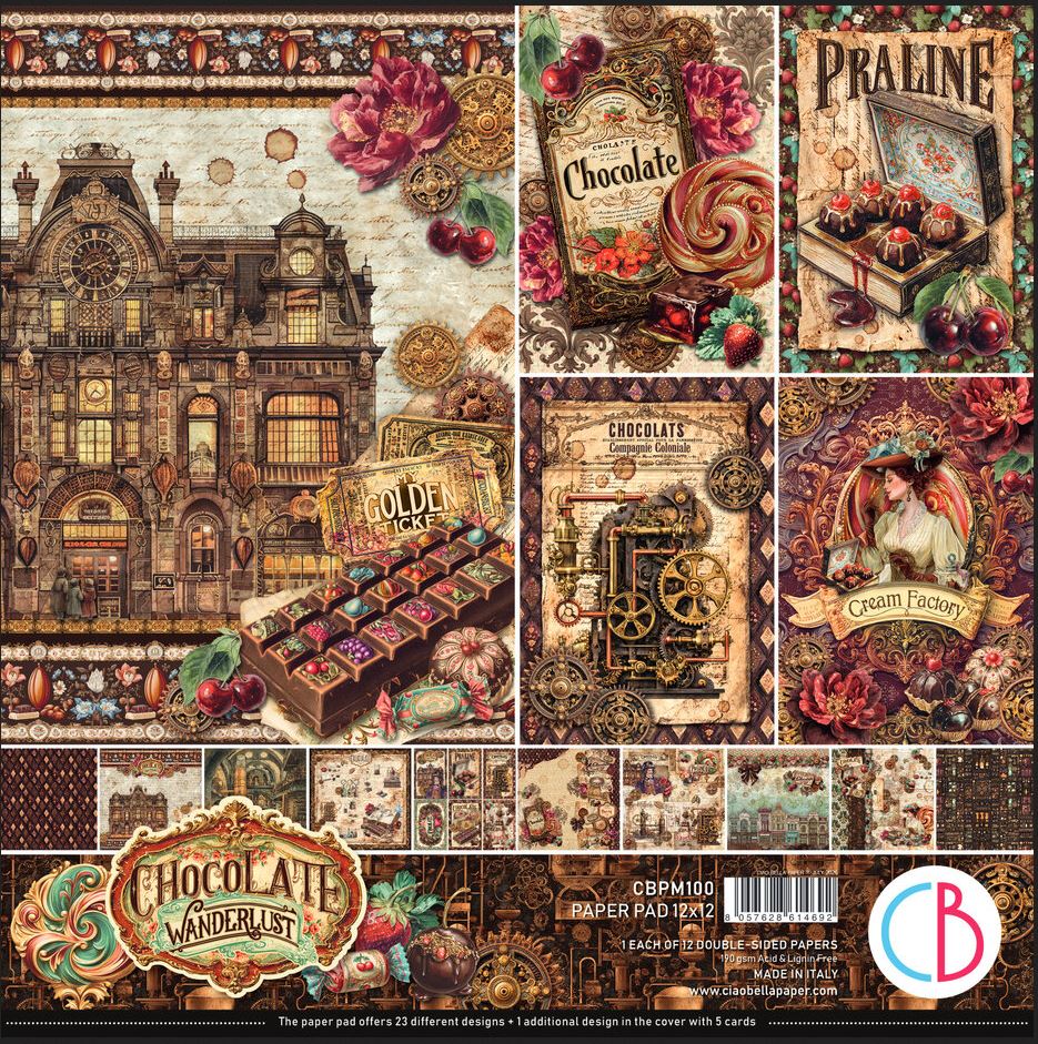 Ciao Bella Chocolate Wanderlust 12x12 Inch Paper Pad (CBPMO100)