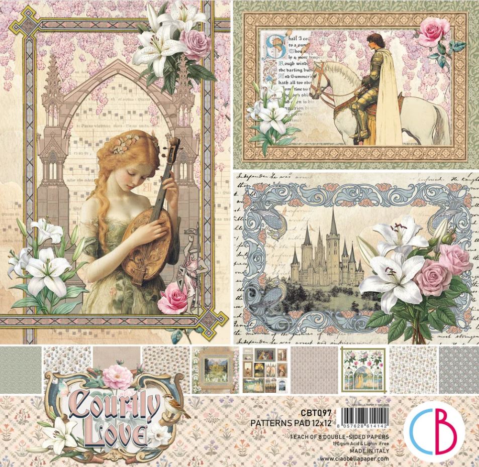 Ciao Bella Courtly Love 12x12 Inch Patterns Pad (8pcs) (CBT097)
