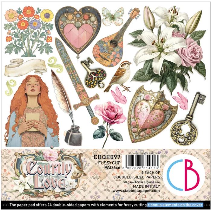 Ciao Bella Courtly Love 6x6 Inch Fussy Cut Pad (24pcs) (CBQE097)
