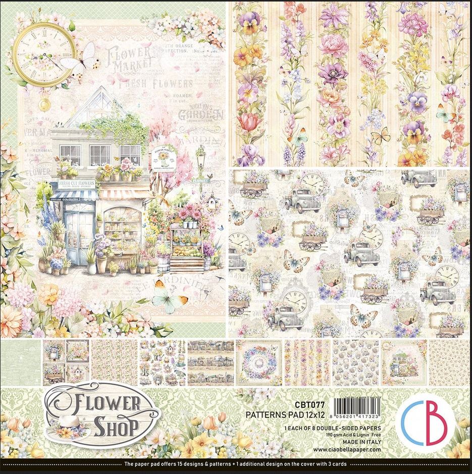 Ciao Bella Flower Shop 12x12 Inch Patterns Pad (8pcs) (CBT077)