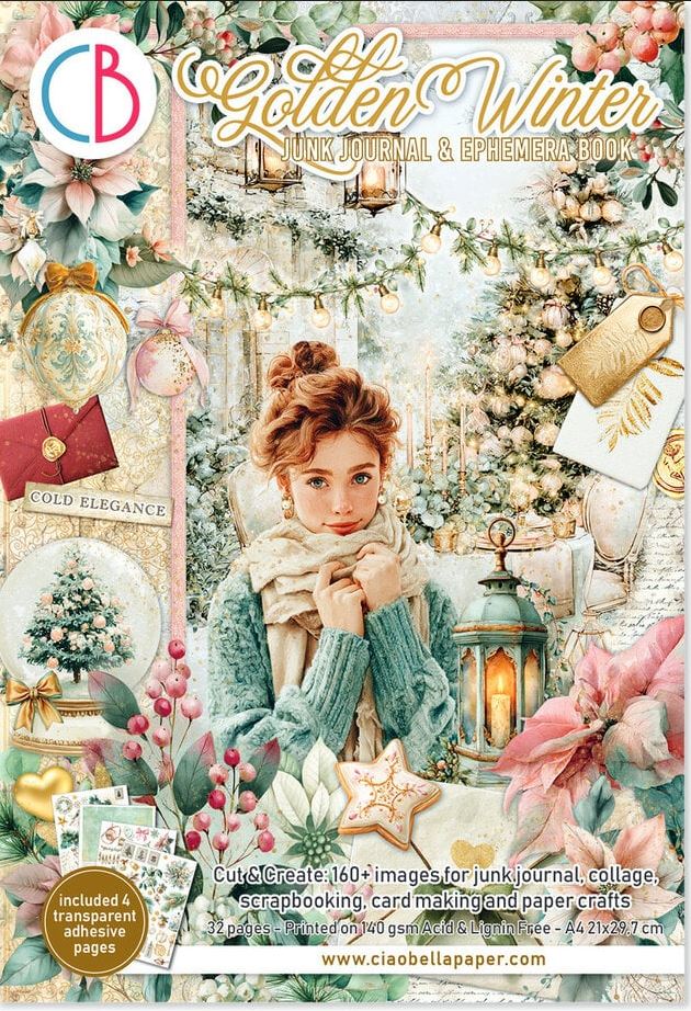 Ciao Bella A4 Junk Journal Ephemera Book - Golden Winter