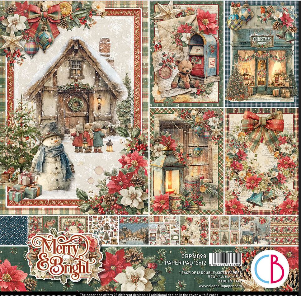 Cia Bella Merry & Bright 12x12 Inch Paper Pad  (CBPM098)