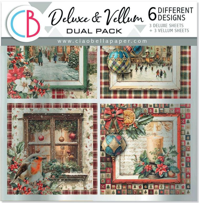 Ciao Bella Merry & Bright 6x6 Inch Deluxe Paper Silver & Vellum Dual Pack Mixed (6pcs) (CBXQ011)