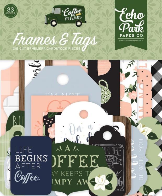 Echo Park Coffee & Friends Ephemera - Frames & Tags