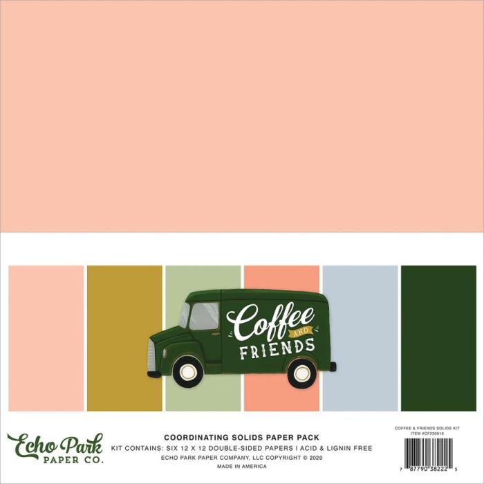 Echo Park Coffee & Friends Double-Sided Solid Cardstock