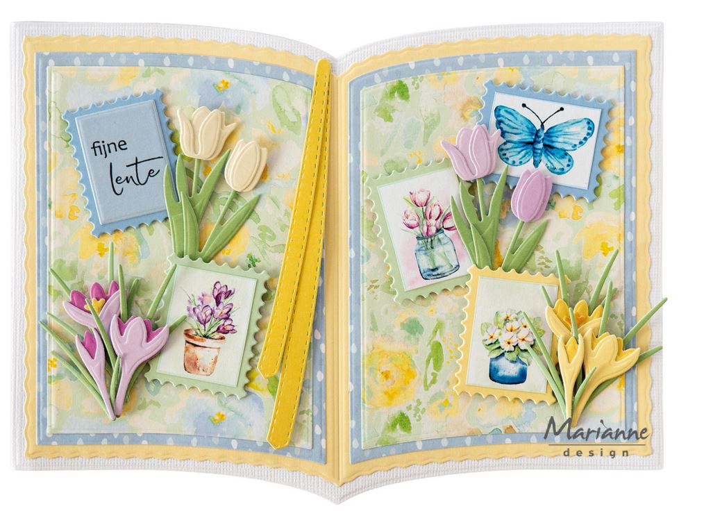 Example - Open Book, Tulips, Crocus, Blossom Twig, Decoupage