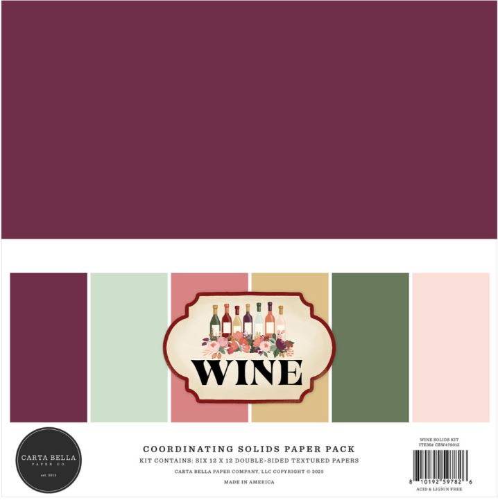 Carta Bella Wine 12x12 Inch Coordination Solids Paper Pack