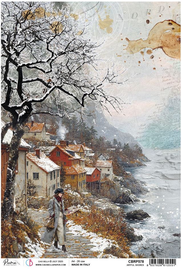 Ciao Bella An Artist Journey A4 Rice Paper - Artful Shores (5pcs) (CBRP578)