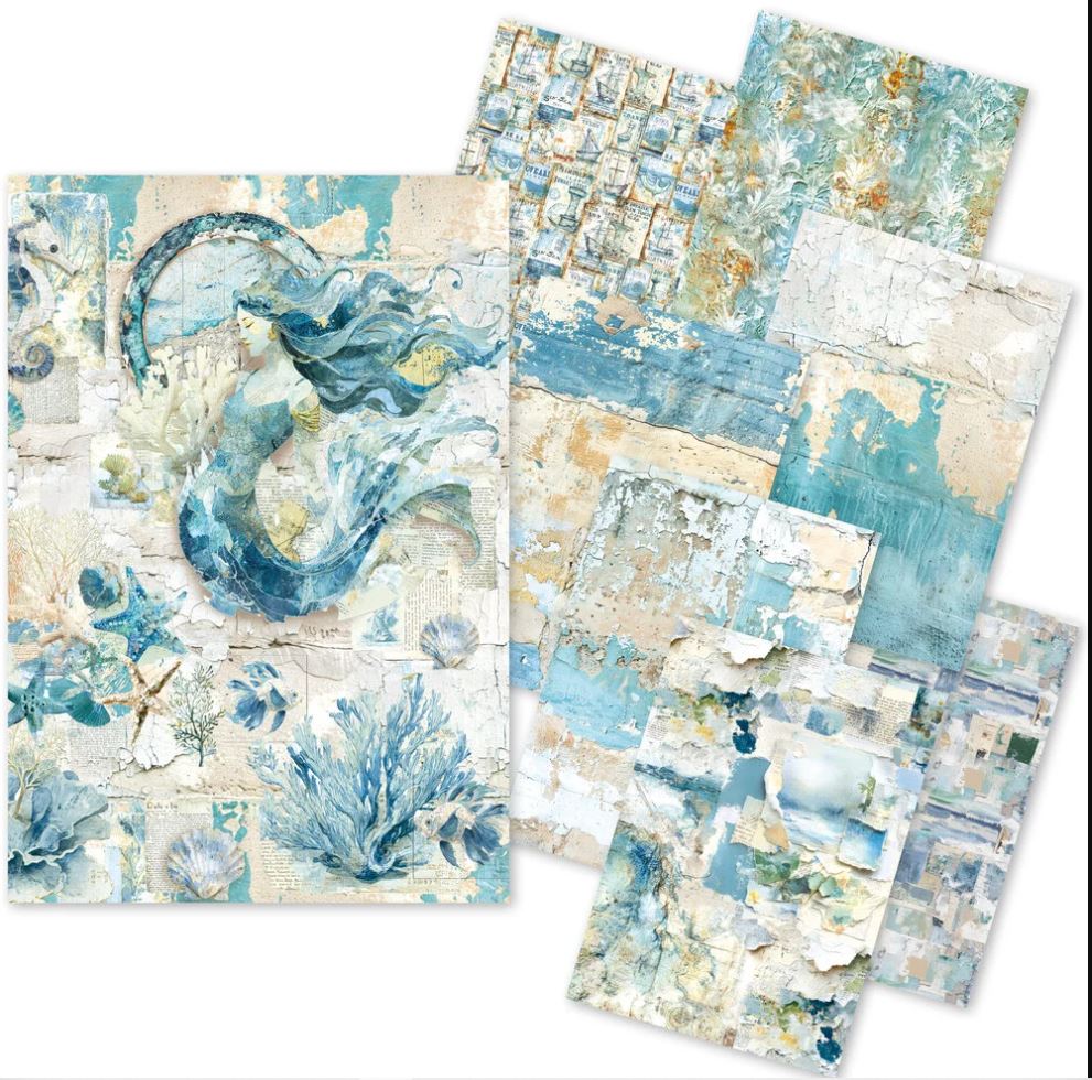 Ciao Bella Craftmix Mixed A5 Paper Pack - EDGE OF THE OCEAN  (8pcs) (MC008) 