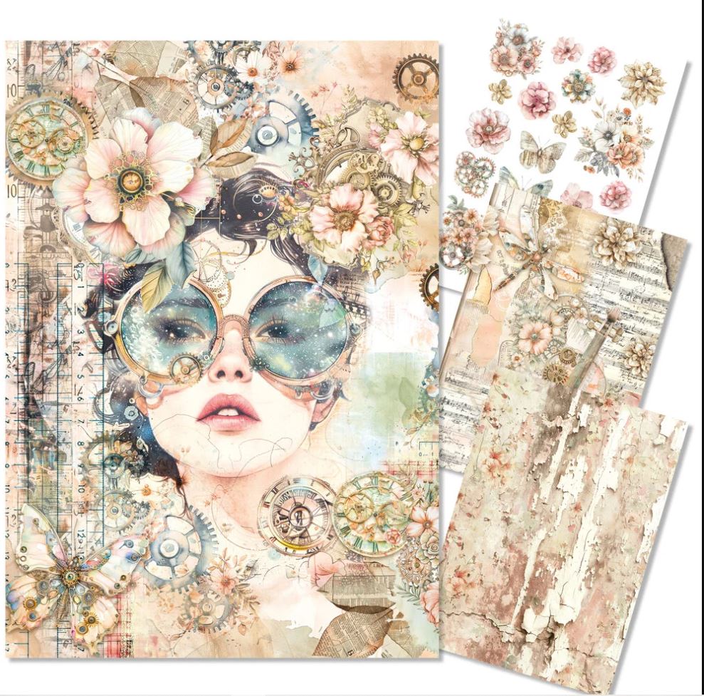 Ciao Bella LOST IN TIME A4 Mixed Media Rice Paper (4pcs) (MF007) 