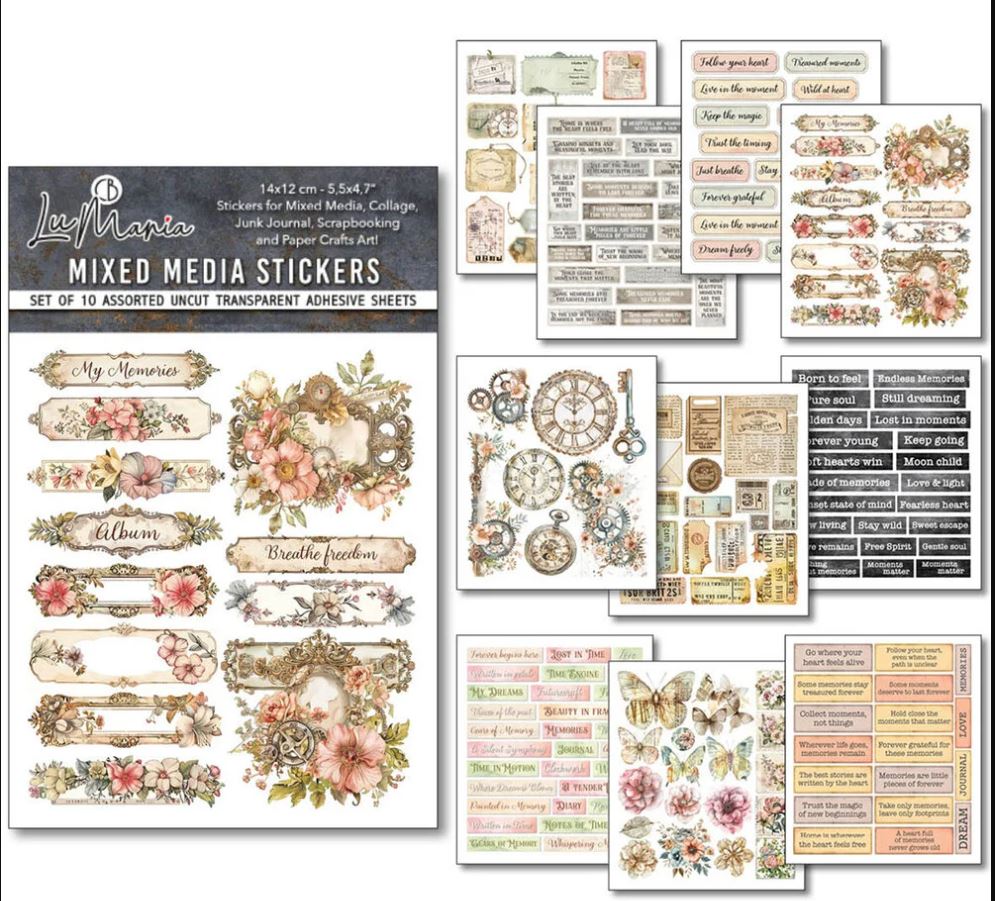 Ciao Bella LOST IN TIME Mixed Media Stickers (10pcs) (MB011) 