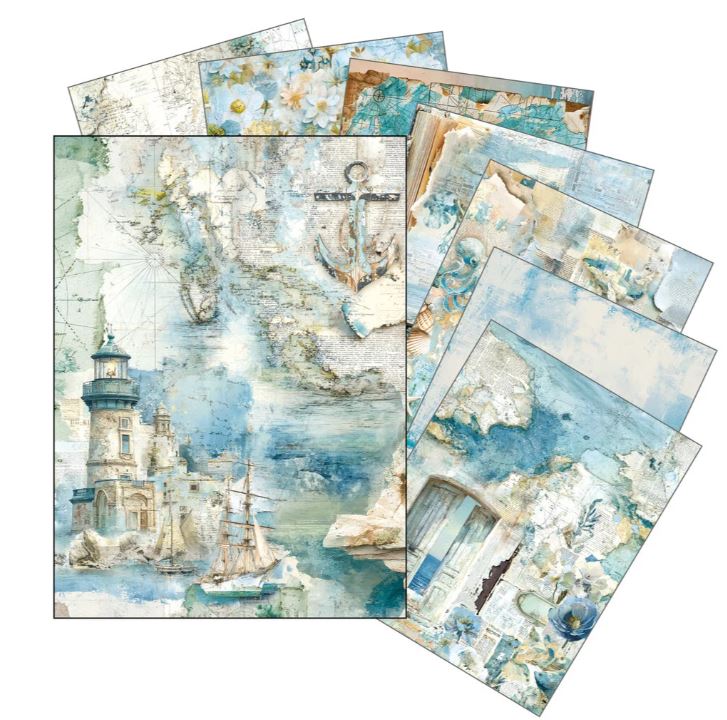 Ciao Bella A5 Rice Paper Mixed - EDGE OF THE OCEAN (8pcs) (MFS008) 
