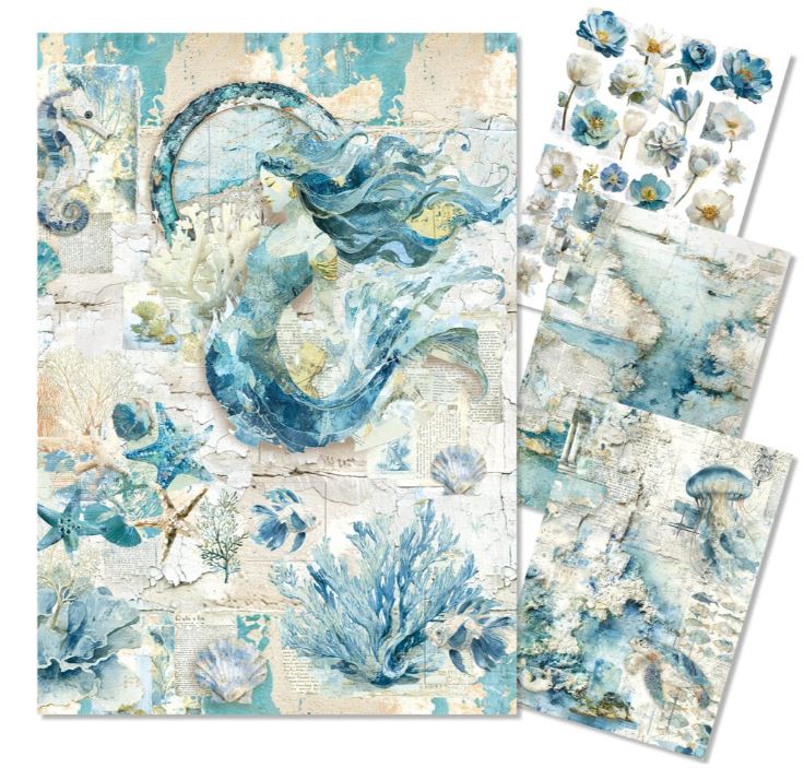 Ciao Bella A4 Mixed Media Rice Paper - EDGE OF THE OCEAN (4pcs) (MF008) 
