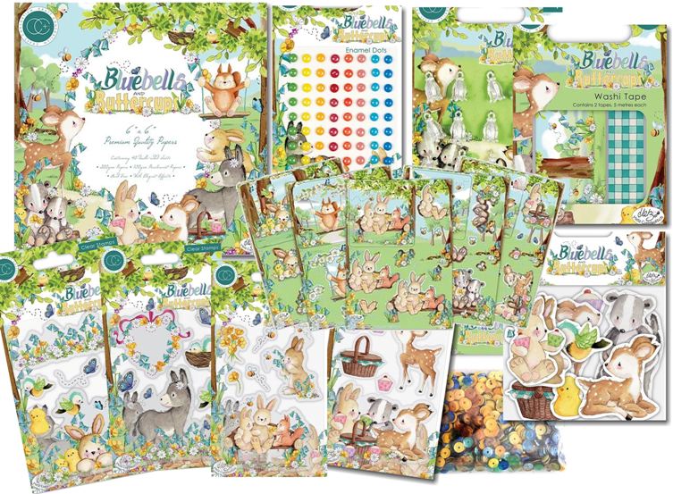 Cinta Washi Craft Consortium Bluebells & Buttercups - Pack De 2 Diseños Ilustrados A Mano