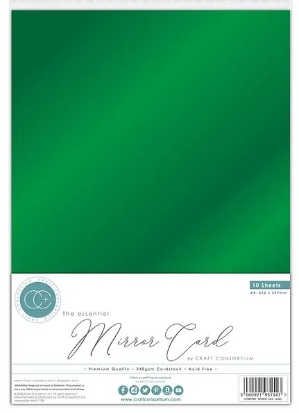Craft Consortium The Essentials - A4 Green Mirror Card