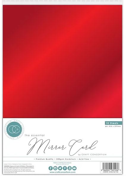 Craft Consortium The Essentials - A4 Red Mirror Card