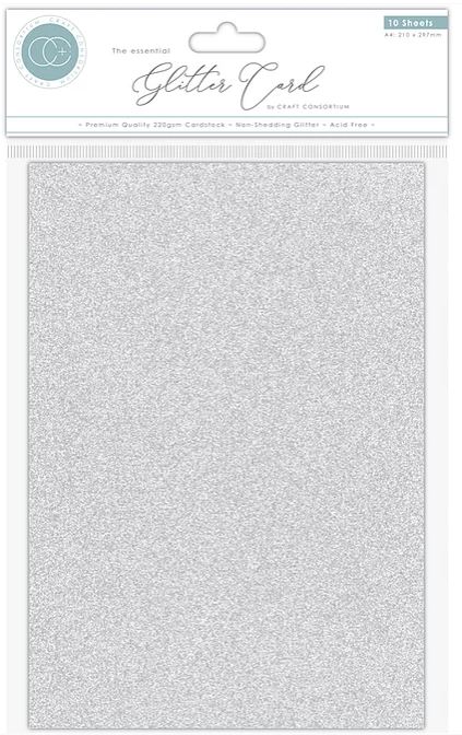 Craft Consortium: The Essential Glitter Card - Silver (10 Sheets)