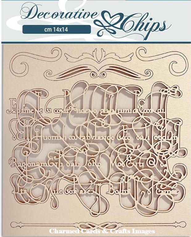 Stamperia House Garden Decorative Chips - Calligraphy SCB121 