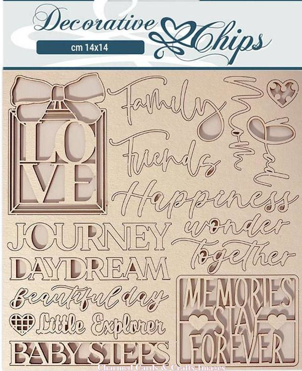 Stamperia DayDream Decorative Chips - Writings SCB124 