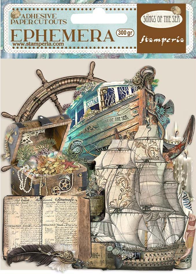 Stamperia Songs of the Sea Ephemera Sea Sailing Ship and Elements (DFLCT30)