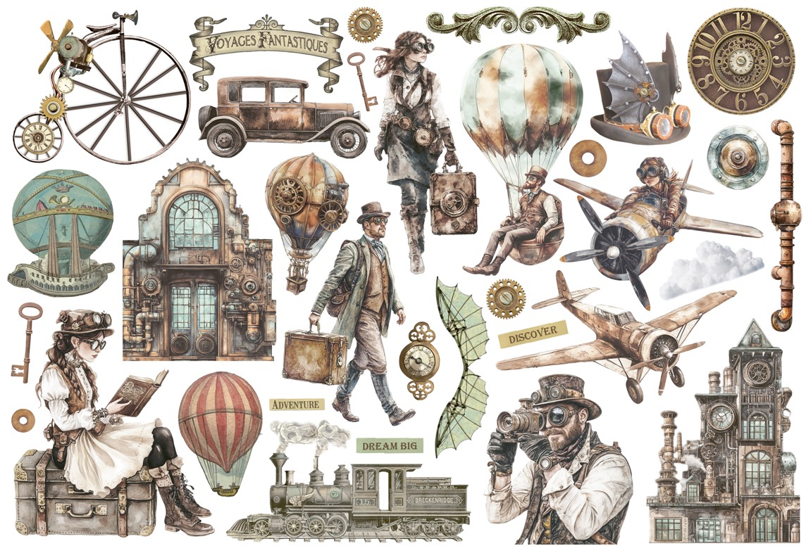 NEW Stamperia Voyages Fantastiques Ephemera 